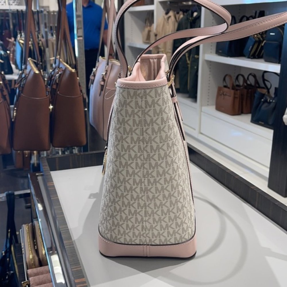 Michael Kors Jet Set Travel Large Top Zip Shoulder Tote Powder Blush Multi - Picture 5 of 16